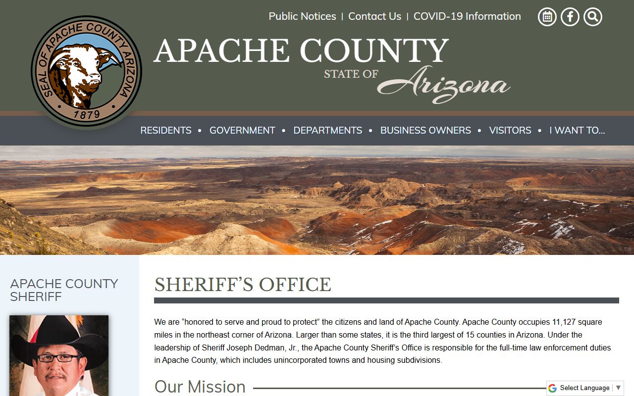 Apache County Sheriff main webpage
