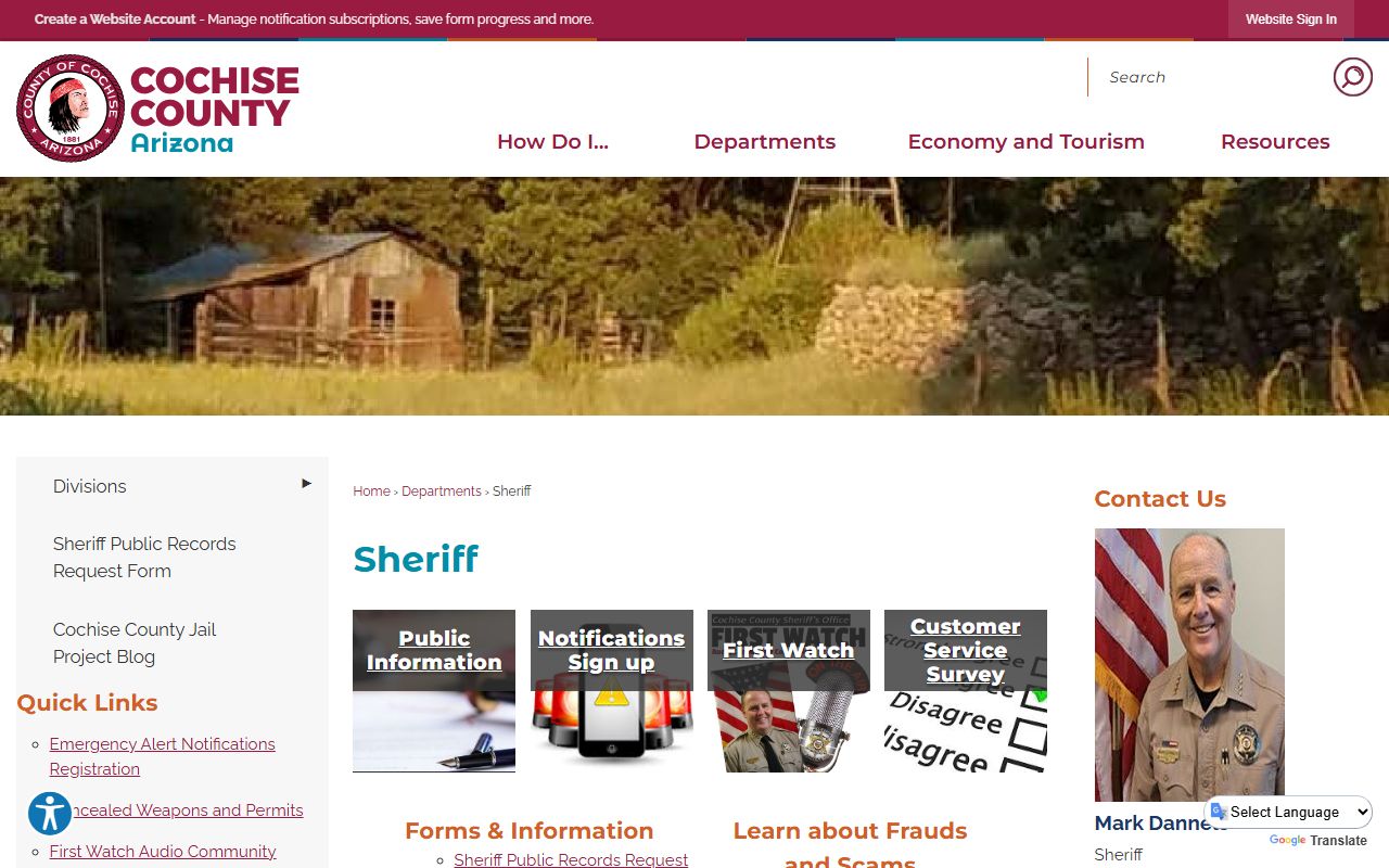 Cochise County Sheriff homepage