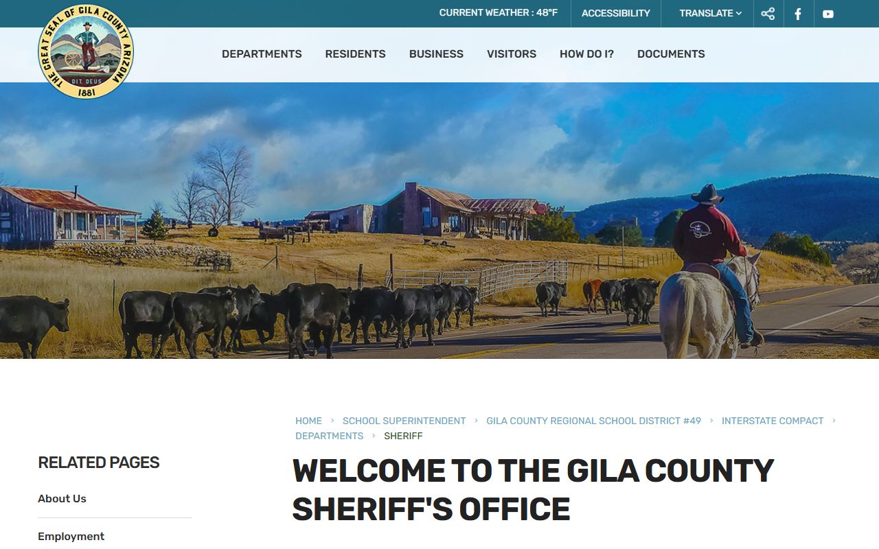 Gila County Sheriff homepage