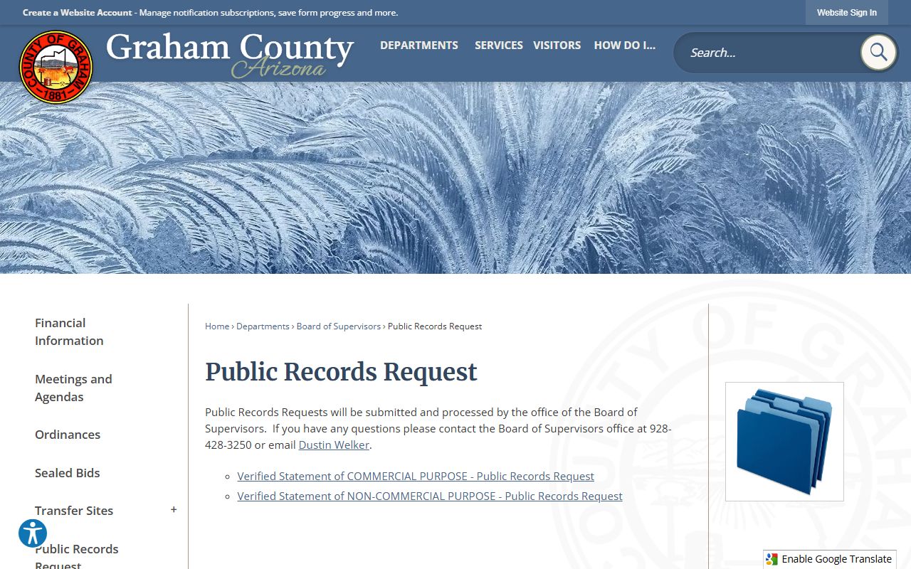 Graham County public records request page