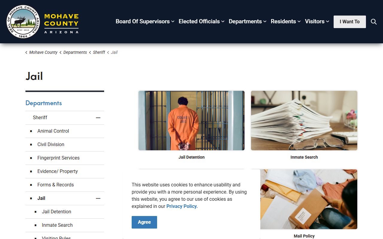 Mohave County Sheriff jail information page