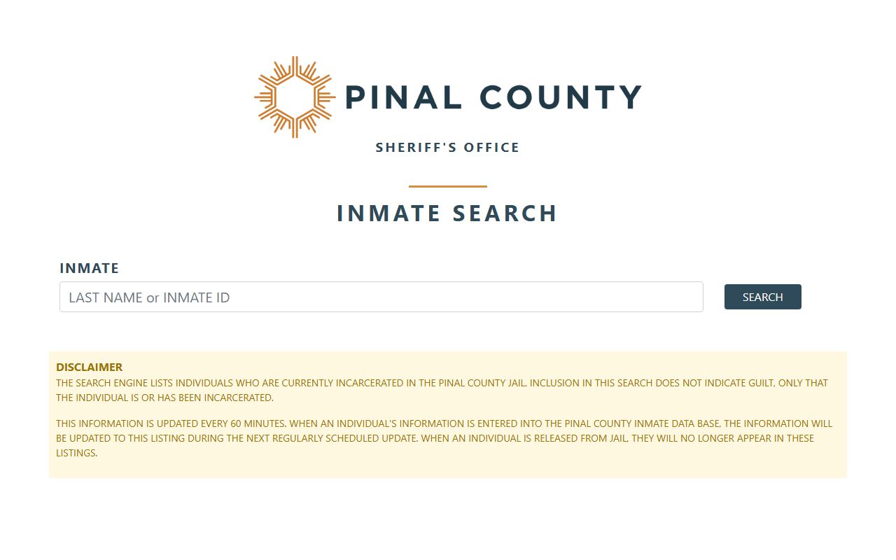 Pinal County Sheriff inmate search portal